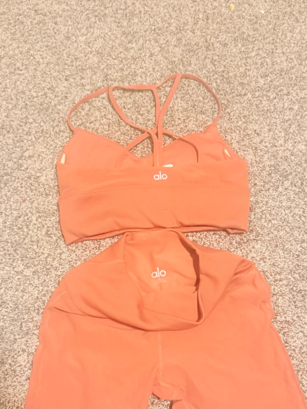ALO Seamless High-Waist Women’s Leggings & Top Set - Coral Pink